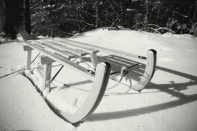 Slide Winter Snow Wooden black and white