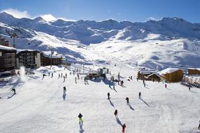 panoramic view of people in the ski resort