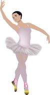 Beautiful, dancing ballerina in white dress, at white background, on clipart