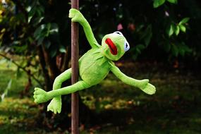 funny Kermit on a pole