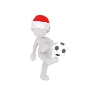 white male 3d model in santa hat playing football