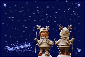 christmas clay figures winter snow ski