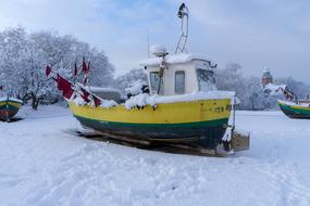 Snowed and iced boat