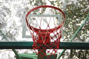 red Basketball Hoop on backboard