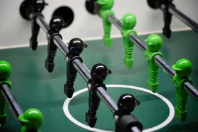 Table Football Game, green and black figurines