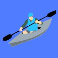 painted athlete rowing in a canoe