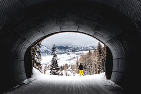 Tunnel Nature Trees snow skiing