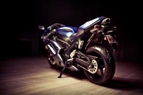 blue motorcycle in the dark