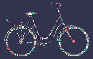 multi-colored pixel image of a bicycle