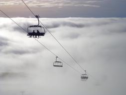 thick fog over the cable car in slovenia