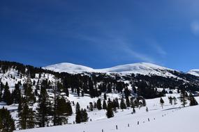 panoramic view of the mountain slope in the winter resort