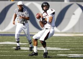 Football American on the field on a blurred background