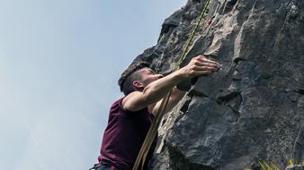 Climbing on a sunny day