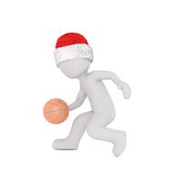 white man in a santa hat with a basketball ball