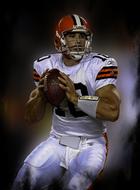 Football player, with the ball, on competition, at colorful background