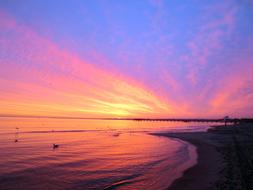 purple sky over the beach at dusk