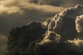 Close-up of the beautiful and colorful clouds in the sky, in light and shadow