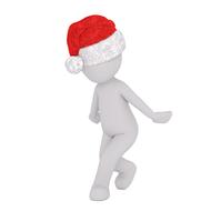 person in santa hat dancing beak dance, 3d render