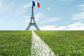eiffel tower on football playing field