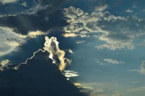 sun behind dark clouds in the sky