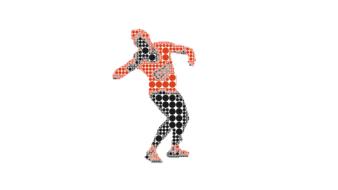 Colorful silhouette of a shot put athlete, with the pattern, clipart