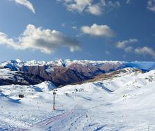 Skiing track on snow