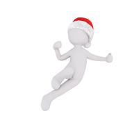 pose of a white 3d model in a santa hat