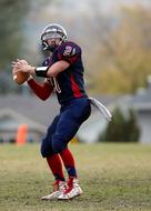 Canadian football quarterback in the helmet