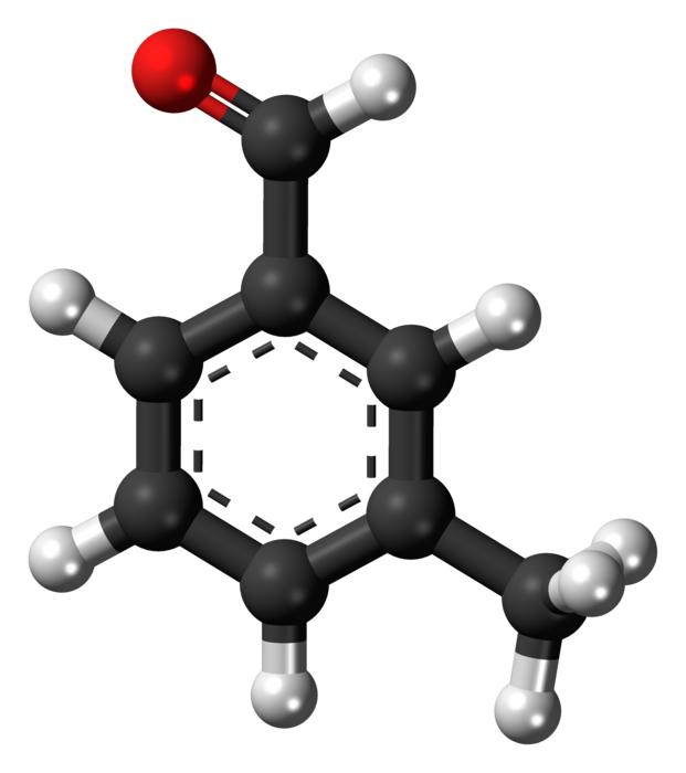 Colorful model of Methylbenzaldehyde, at white background, on clipart