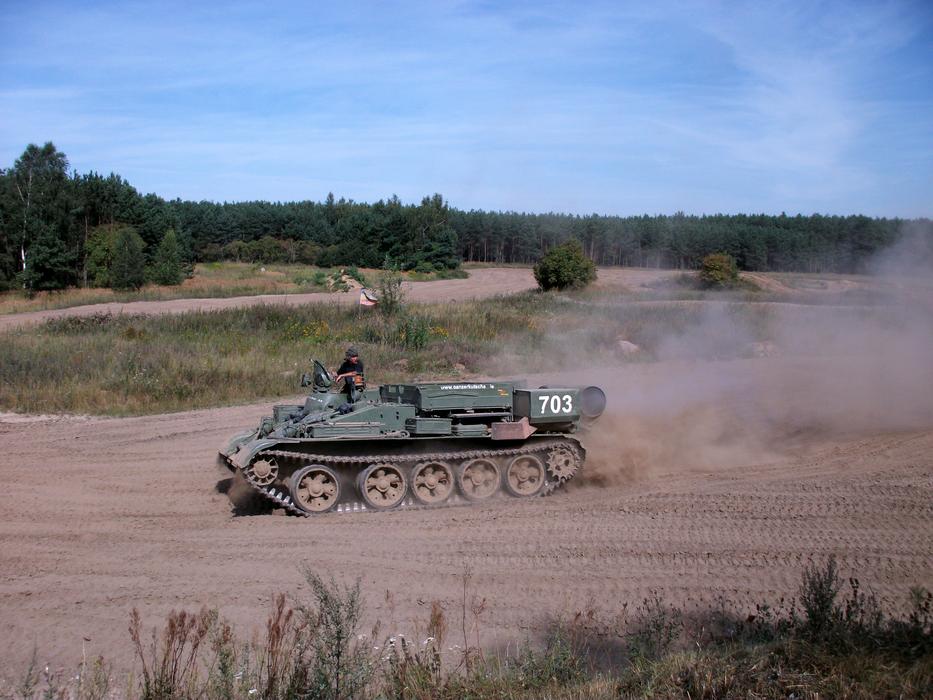 Panzer Armoured in the dust on the field
