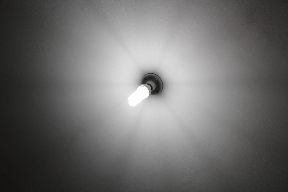 Light Bulb on the gray ceiling