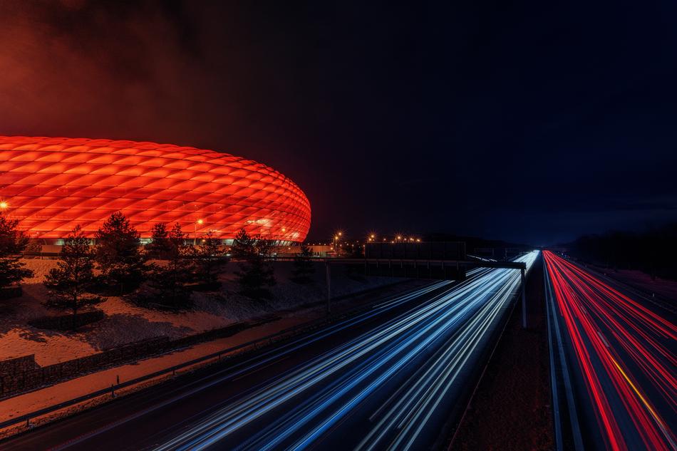 football stadium and highway