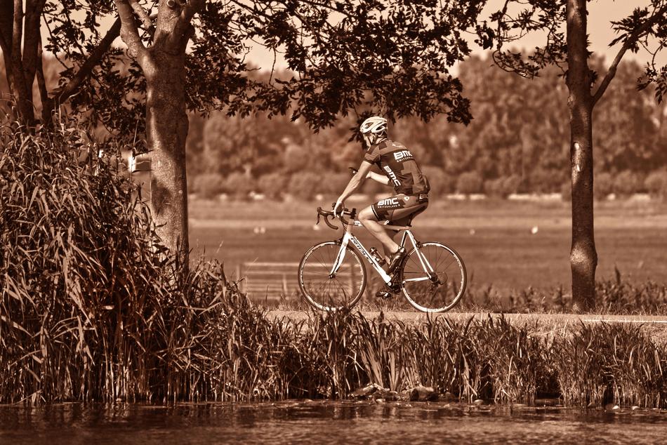 old photo of a cyclist during a race