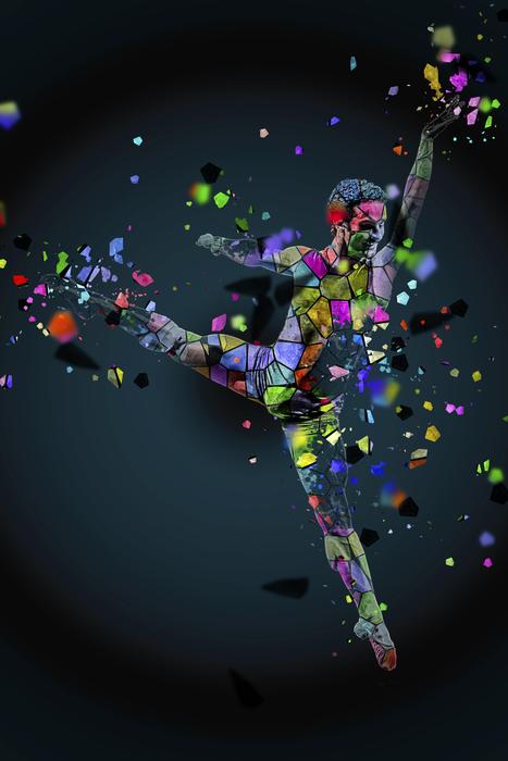 multicolored point ballet dancer