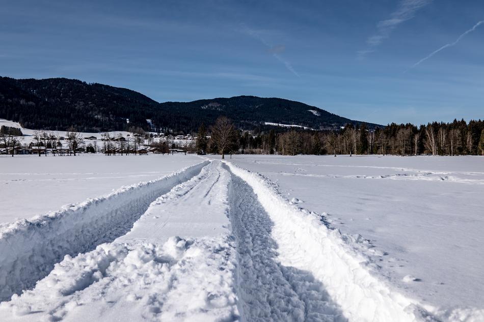 Traces on Snow in countryside