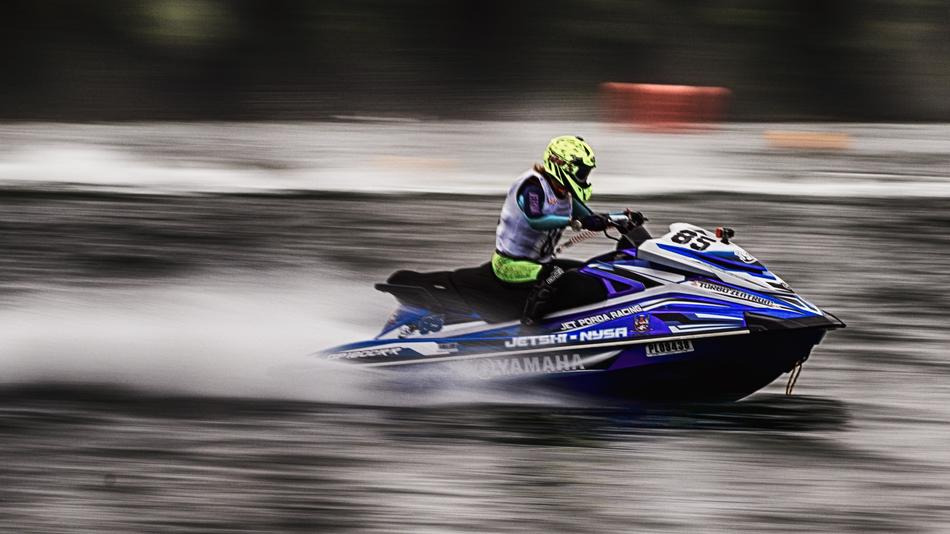 water racing in blurred background