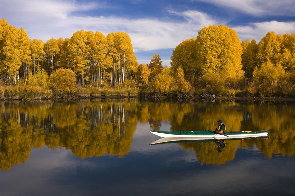 kayak on the peaceful lake