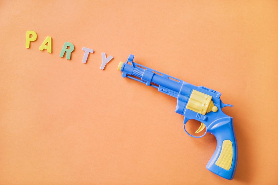 party, Background with Blue toy gun