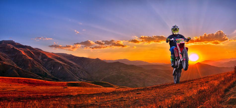 Motocross Ride at sunset Landscape