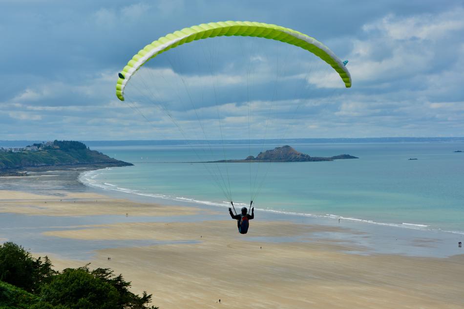 landscape of Paraglider over beach
