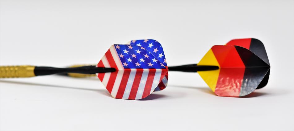 dart decorated with flags