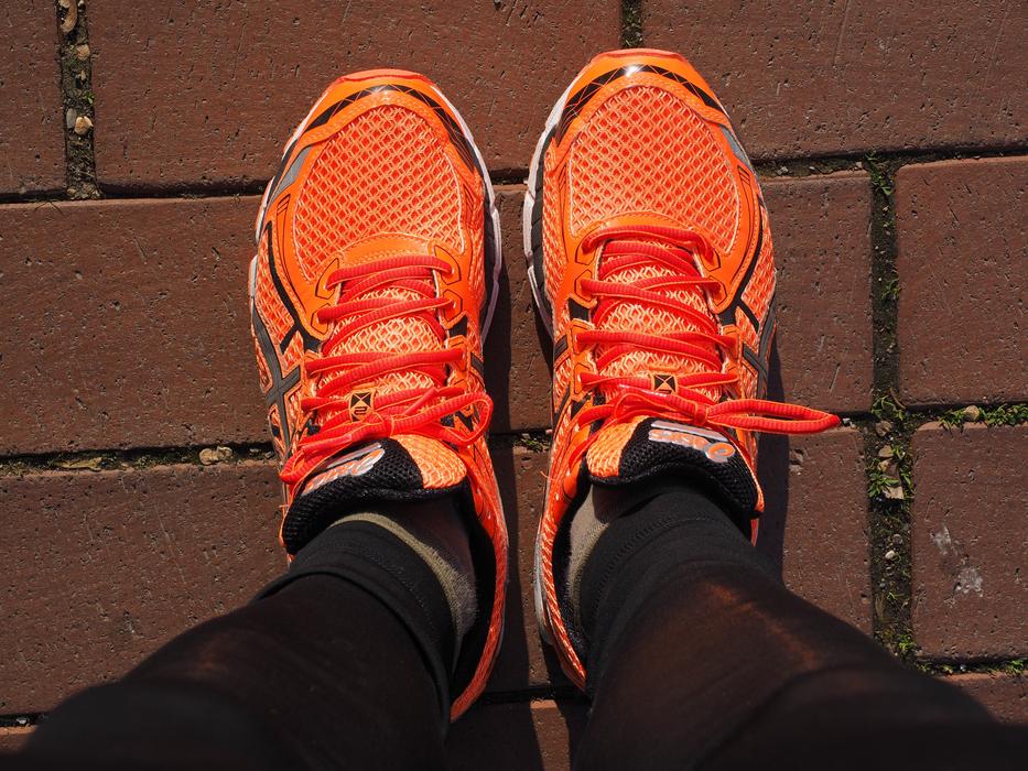 orange marathon shoes