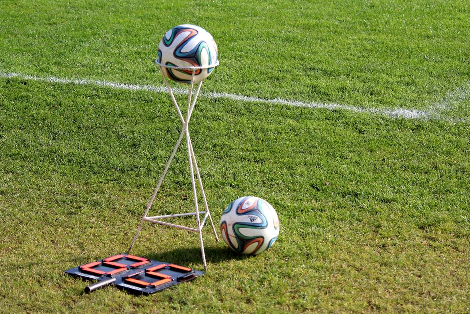 spare balls on the football field