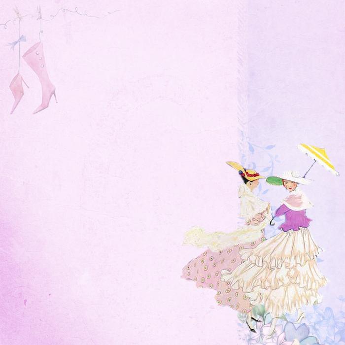 painted dancing ladies on pink wallpaper
