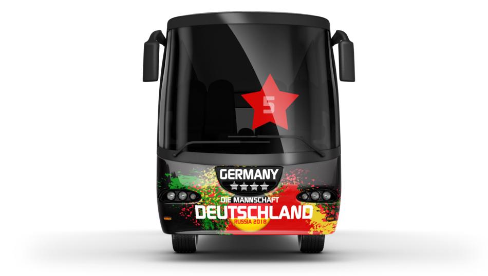 drawn bus of a german soccer team on a white background