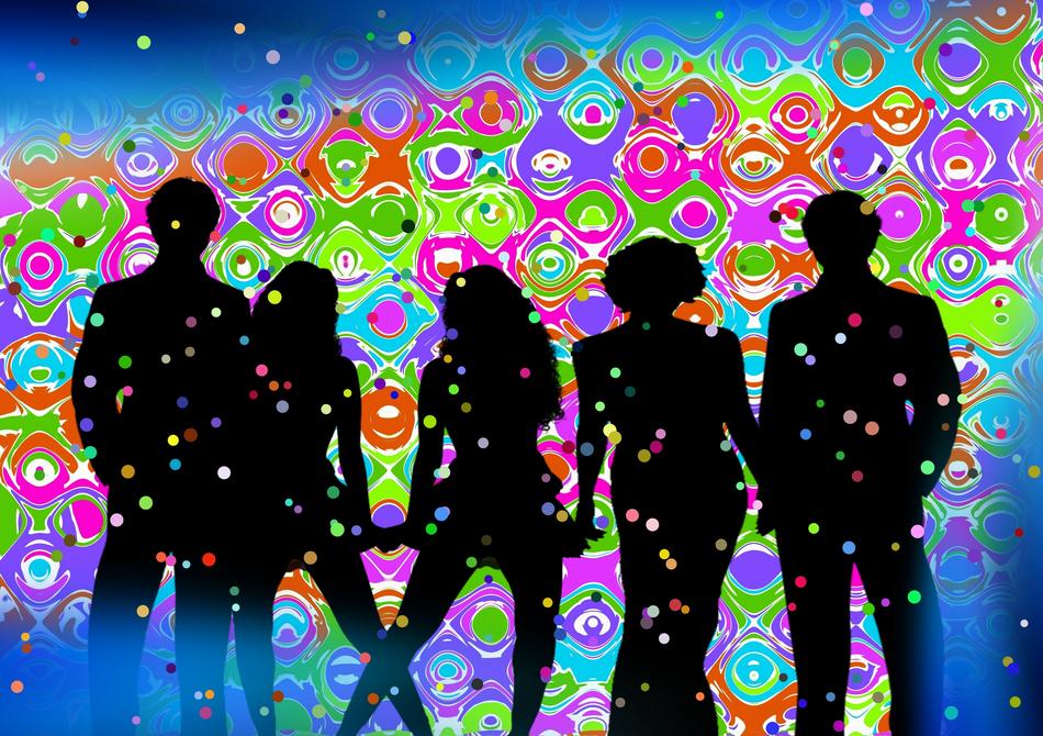 party, colorful abstract drawing
