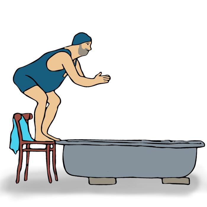 swimming in the bathroom as a funny picture