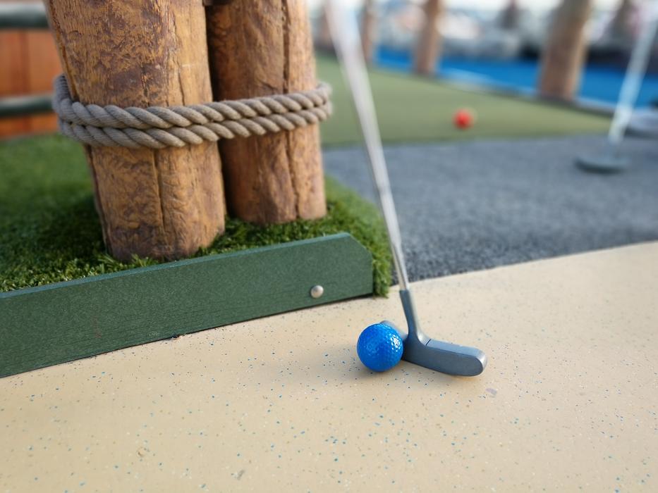 stick and blue ball for mini golf