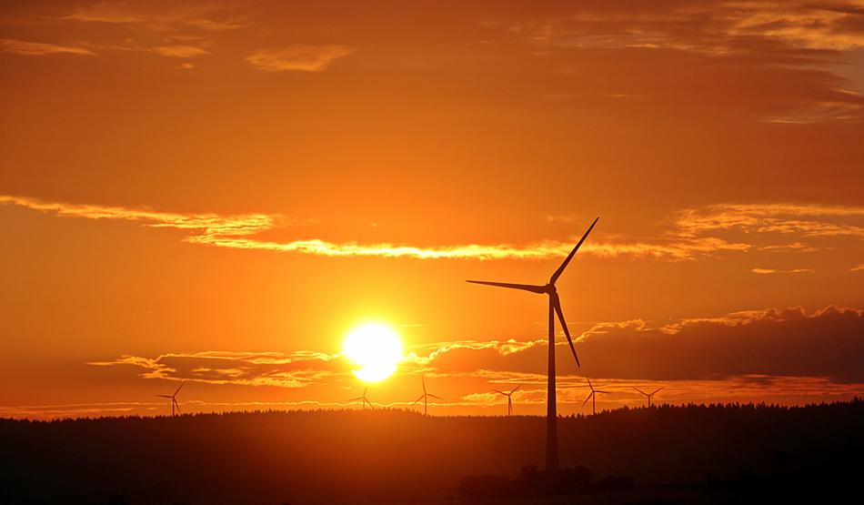 wind power on the background of the Golden Dawn