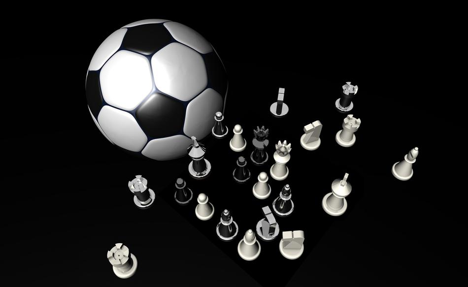 chess figures and football ball graphic